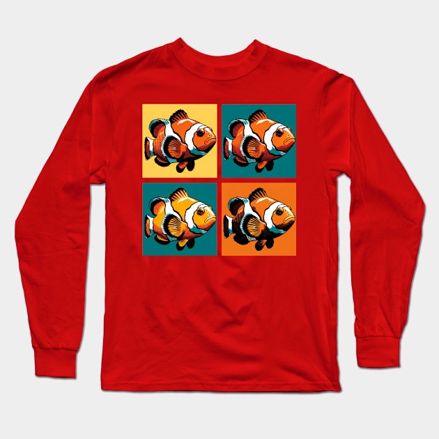 Pop Clownfish - Cool Aquarium Fish Long Sleeve T-Shirt by PawPopArt